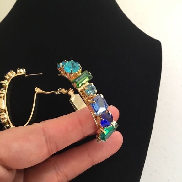 Panacea Crystal Lined Oblong Earrings (G1) - Picture 4 of 6